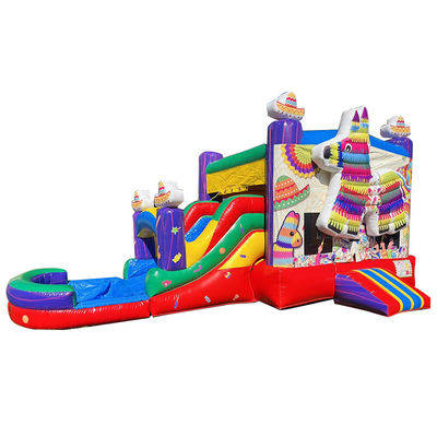 PORTABLE PVC Rainbow Puppy inflável casa de salto com deslizamento combo piscina saltadores castelo