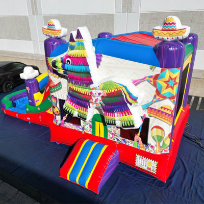 PORTABLE PVC Rainbow Puppy inflável casa de salto com deslizamento combo piscina saltadores castelo