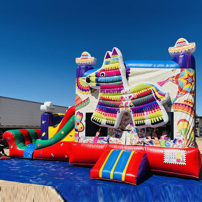PORTABLE PVC Rainbow Puppy inflável casa de salto com deslizamento combo piscina saltadores castelo
