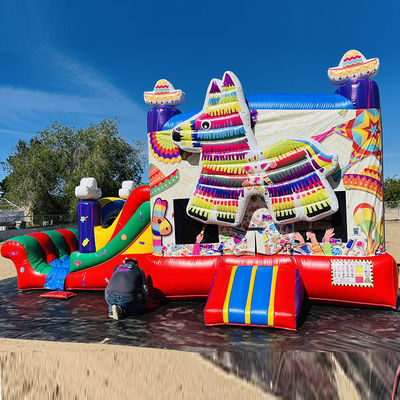 PORTABLE PVC Rainbow Puppy inflável casa de salto com deslizamento combo piscina saltadores castelo