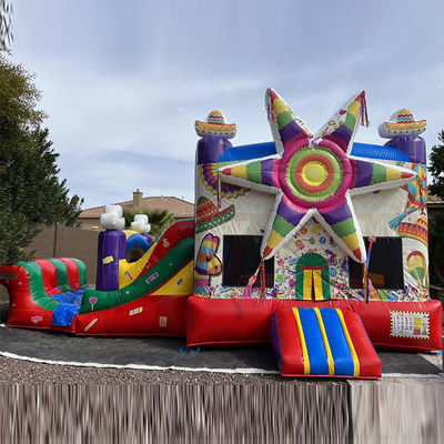 Via marítima Arco-íris de PVC comercial Big Star Red Bounce House Inflável com escorrega