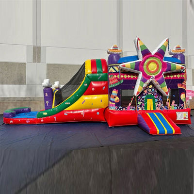 Via marítima Arco-íris de PVC comercial Big Star Red Bounce House Inflável com escorrega