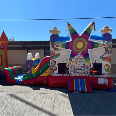 Via marítima Arco-íris de PVC comercial Big Star Red Bounce House Inflável com escorrega