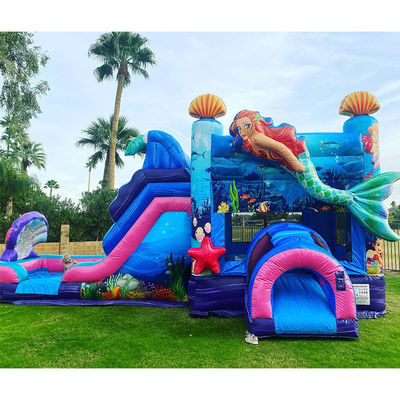 Crianças Bouncy Castle Tema sereia inflável casa de salto com slide cor personalizada