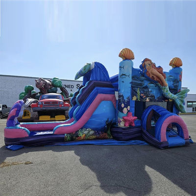 Crianças Bouncy Castle Tema sereia inflável casa de salto com slide cor personalizada
