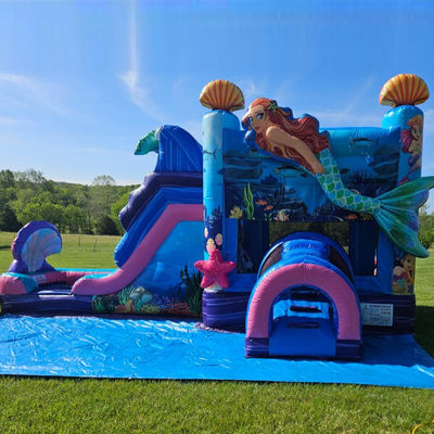 Crianças Bouncy Castle Tema sereia inflável casa de salto com slide cor personalizada