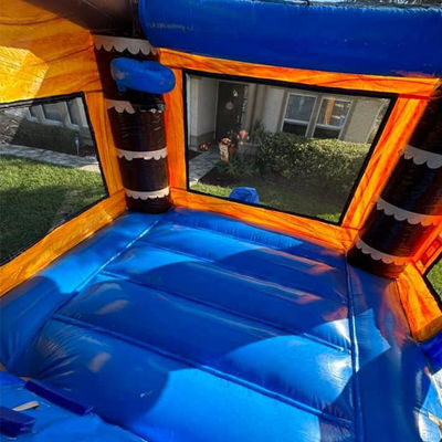Jardim inflável para crianças Casa de salto com piscina e palmeira