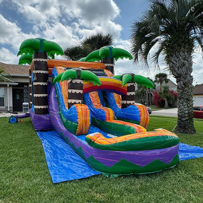Palmeiras Castelo salto com Slide PVC inflável casa de salto e acessórios