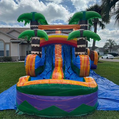 Palmeiras Castelo salto com Slide PVC inflável casa de salto e acessórios