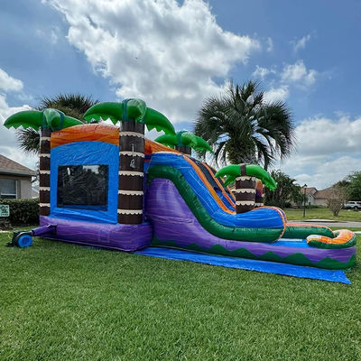 Palmeiras Castelo salto com Slide PVC inflável casa de salto e acessórios