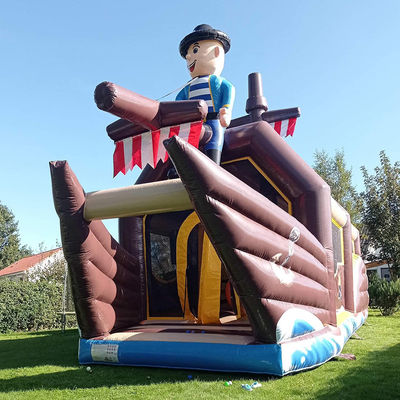 Personalizar aceito durável tema do navio pirata inflável casa de salto para crianças festa