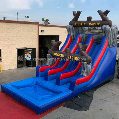 Popular inflável combo salto castelo com deslizamento de água vermelho de rocha e piscina grande