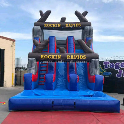 Popular inflável combo salto castelo com deslizamento de água vermelho de rocha e piscina grande