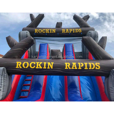 Popular inflável combo salto castelo com deslizamento de água vermelho de rocha e piscina grande