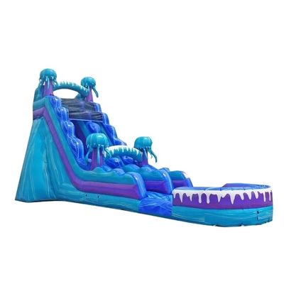 Equipamento de diversão de parque ao ar livre Slide de água inflável colorido de 36 pés com piscina