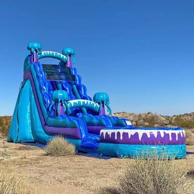 Equipamento de diversão de parque ao ar livre Slide de água inflável colorido de 36 pés com piscina