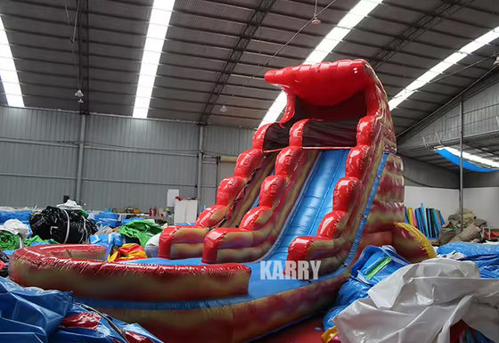 Deslizamento aquático inflável comercial colorido e piscina para diversão no parque aquático
