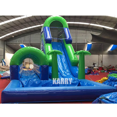 Aluguer de festas Negócios Deslizamento de água de palmeira inflável com piscina Deslizamento longo
