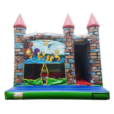 Blower Comercial Animação de desenhos animados de PVC Casa de segurança inflável com piscina de escorrega