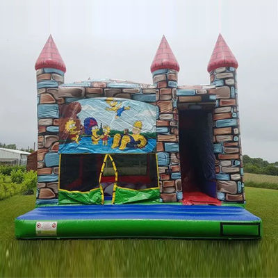 Blower Comercial Animação de desenhos animados de PVC Casa de segurança inflável com piscina de escorrega