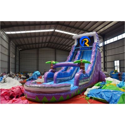 Slide de água inflável de PVC colorido personalizado com piscina para diversão de verão