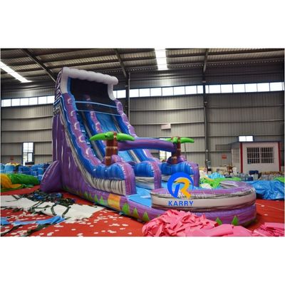 Slide de água inflável de PVC colorido personalizado com piscina para diversão de verão