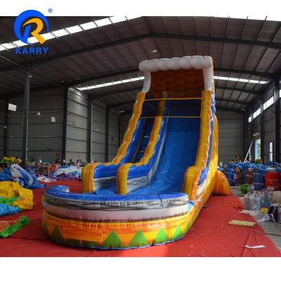 Slide de água inflável de PVC colorido personalizado com piscina para diversão de verão