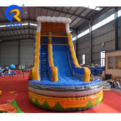 Slide de água inflável de PVC colorido personalizado com piscina para diversão de verão