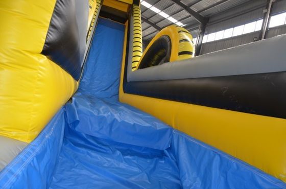 Parque aquático comercial inflável com escorrega extra longa e piscina combinada inflável