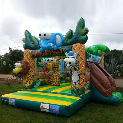 Logotipo personalizado Impresso Mini Comercial de PVC Safari Inflável Casa de Saque para Crianças
