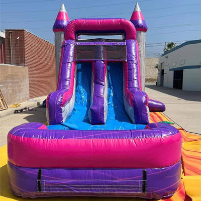 Casa de salto inflável de cor púrpura comercial aceitável com piscina de escorrega