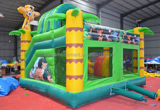 Wild Jungle Safari Castelo de Salto Inflavel Casa de Salto de Cor Personalizada com Slide