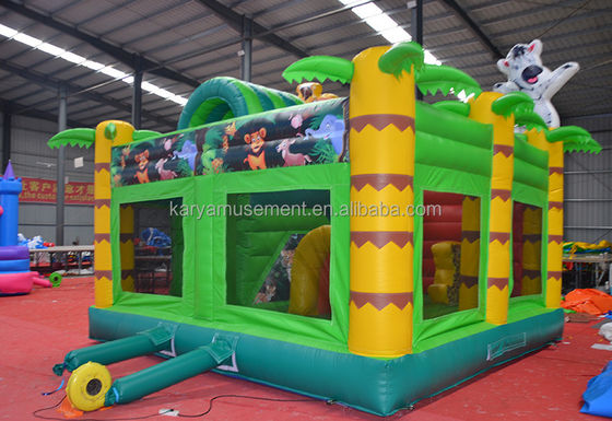 Wild Jungle Safari Castelo de Salto Inflavel Casa de Salto de Cor Personalizada com Slide
