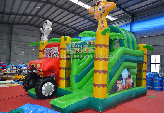 Wild Jungle Safari Castelo de Salto Inflavel Casa de Salto de Cor Personalizada com Slide
