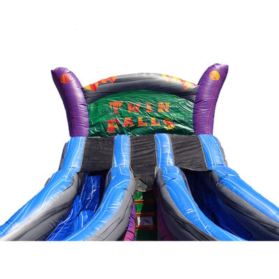 Jardim de fundo divertida grande escorrega de água inflável com duas faixas de deslizamento molhado e 0,55 mm Plato PVC