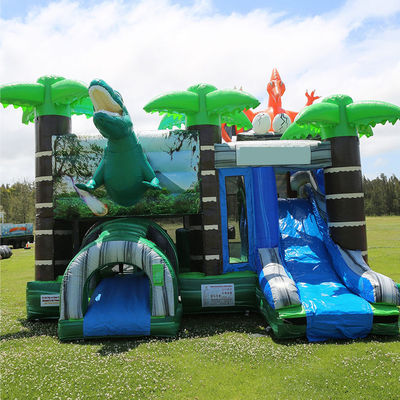 Jurassic Dinosaurs Park inflável Joy Bounce House com escorrega e PVC piscina removível