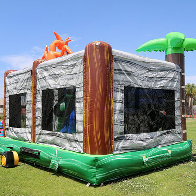 Jurassic Dinosaurs Park inflável Joy Bounce House com escorrega e PVC piscina removível