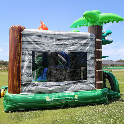 Jurassic Dinosaurs Park inflável Joy Bounce House com escorrega e PVC piscina removível