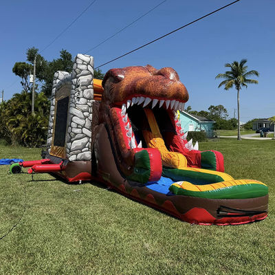 Aluguer de festas é obrigatório personalizar aceito Jurassic Dinossauro tema comercial PVC inflável casa de salto com escorrega