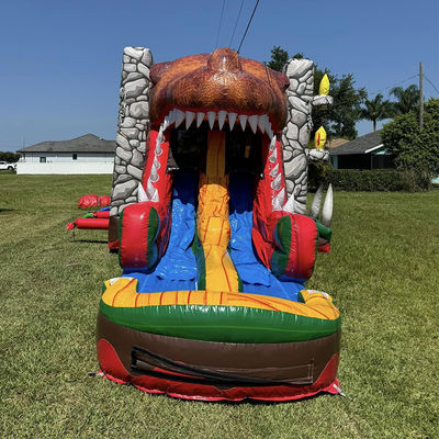 Aluguer de festas é obrigatório personalizar aceito Jurassic Dinossauro tema comercial PVC inflável casa de salto com escorrega