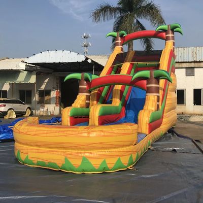Ocasião comercial Dimensão personalizada Árvore de palma inflável Slide único largo com piscina