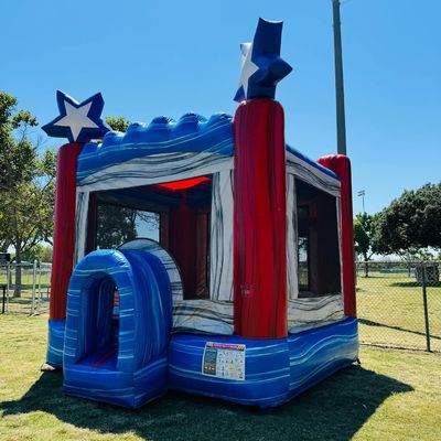 Logotipo do cliente Cama de bebê de PVC Estrela azul Casa de salto inflável Castelo de saltos para alugar