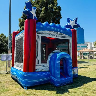 Logotipo do cliente Cama de bebê de PVC Estrela azul Casa de salto inflável Castelo de saltos para alugar