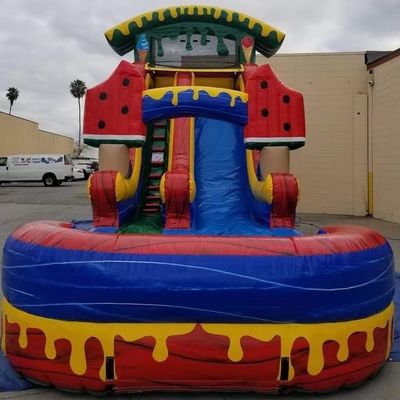 Slide de água de melancia refrigerada inflável com apoio de piscina