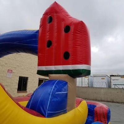 Slide de água de melancia refrigerada inflável com apoio de piscina