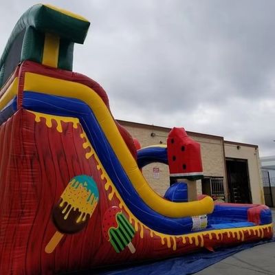 Slide de água de melancia refrigerada inflável com apoio de piscina