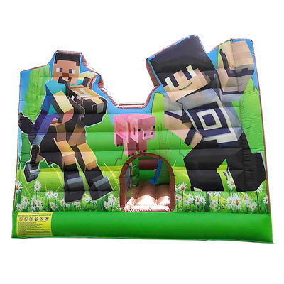 CE EN14960 Certificado Slide de castelo inflável combo para aluguel de festas Minecraft tema