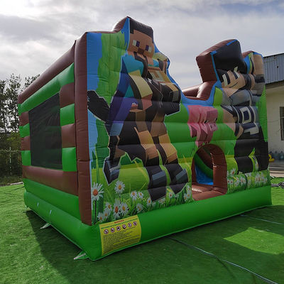 CE EN14960 Certificado Slide de castelo inflável combo para aluguel de festas Minecraft tema
