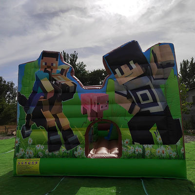 CE EN14960 Certificado Slide de castelo inflável combo para aluguel de festas Minecraft tema