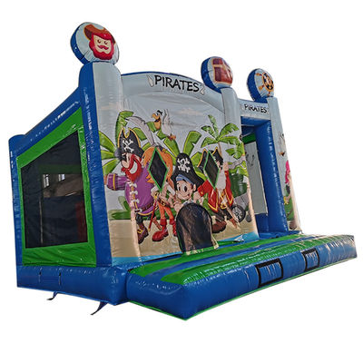 Cor personalizada Comércio de PVC Pirata tema inflável Castelo salto com deslizamento seco